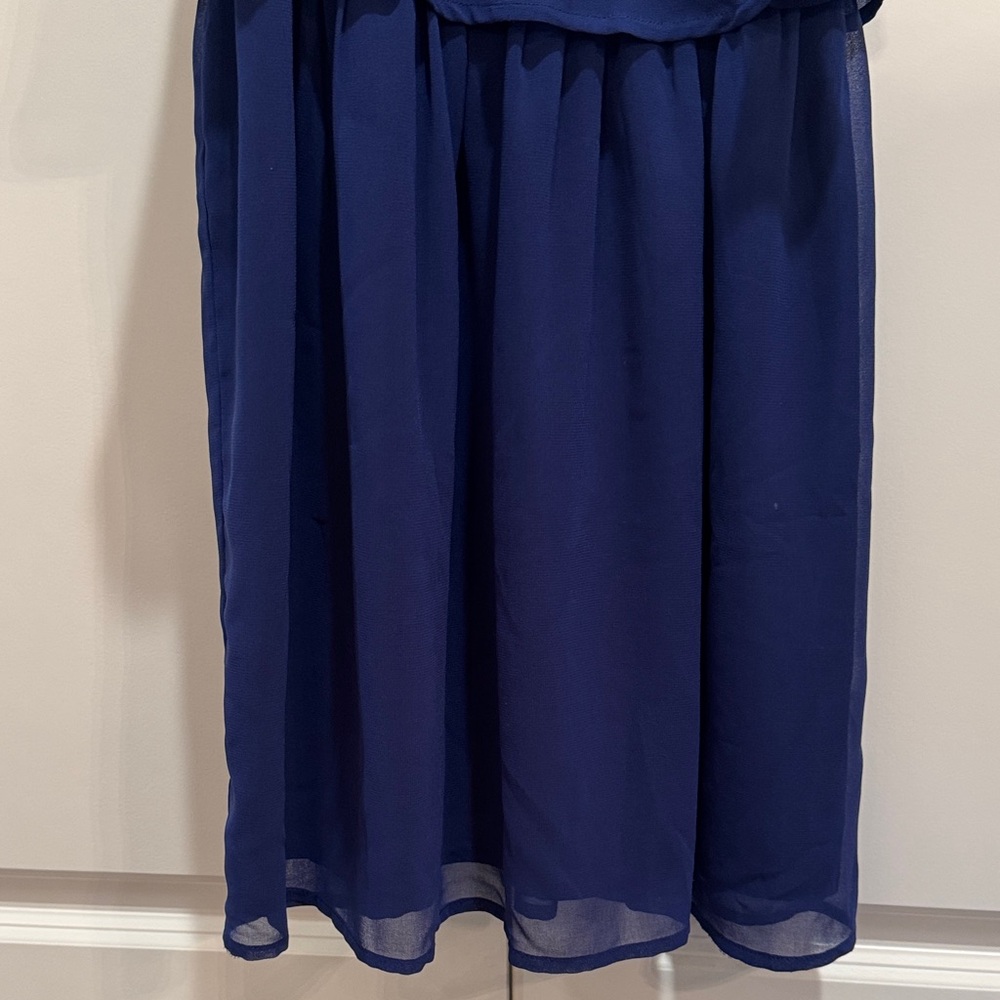Sugarlips Navy Blue Embroidered Overlay Casual Dress - Picture 5 of 11